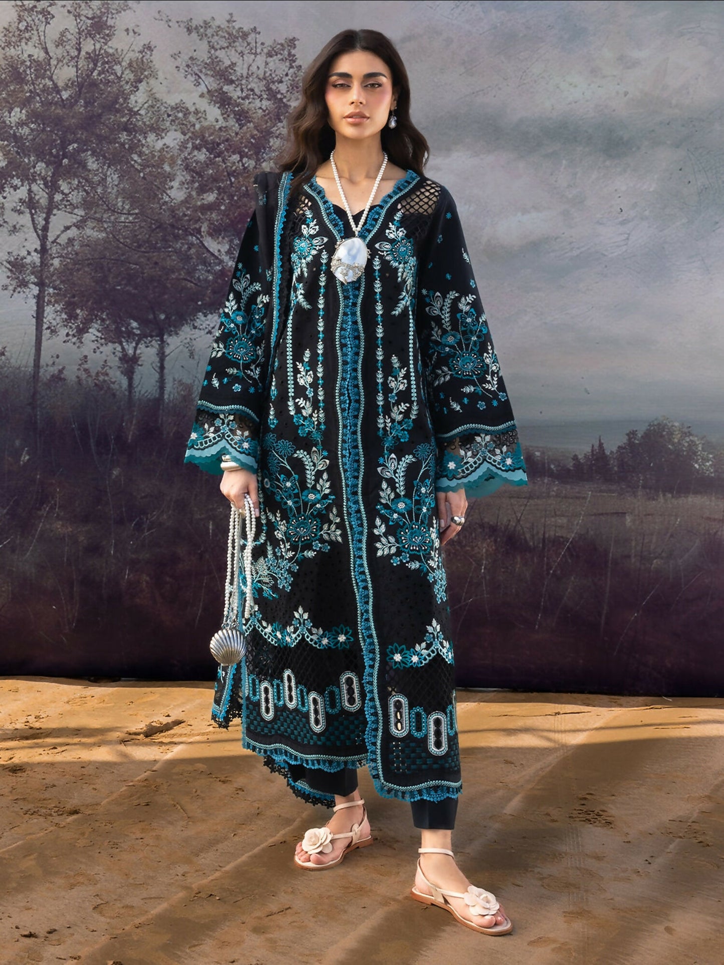 Mahnur Sirene Luxury Lawn'26 Embroidered Unstitched 3-Piece Suit-S-16