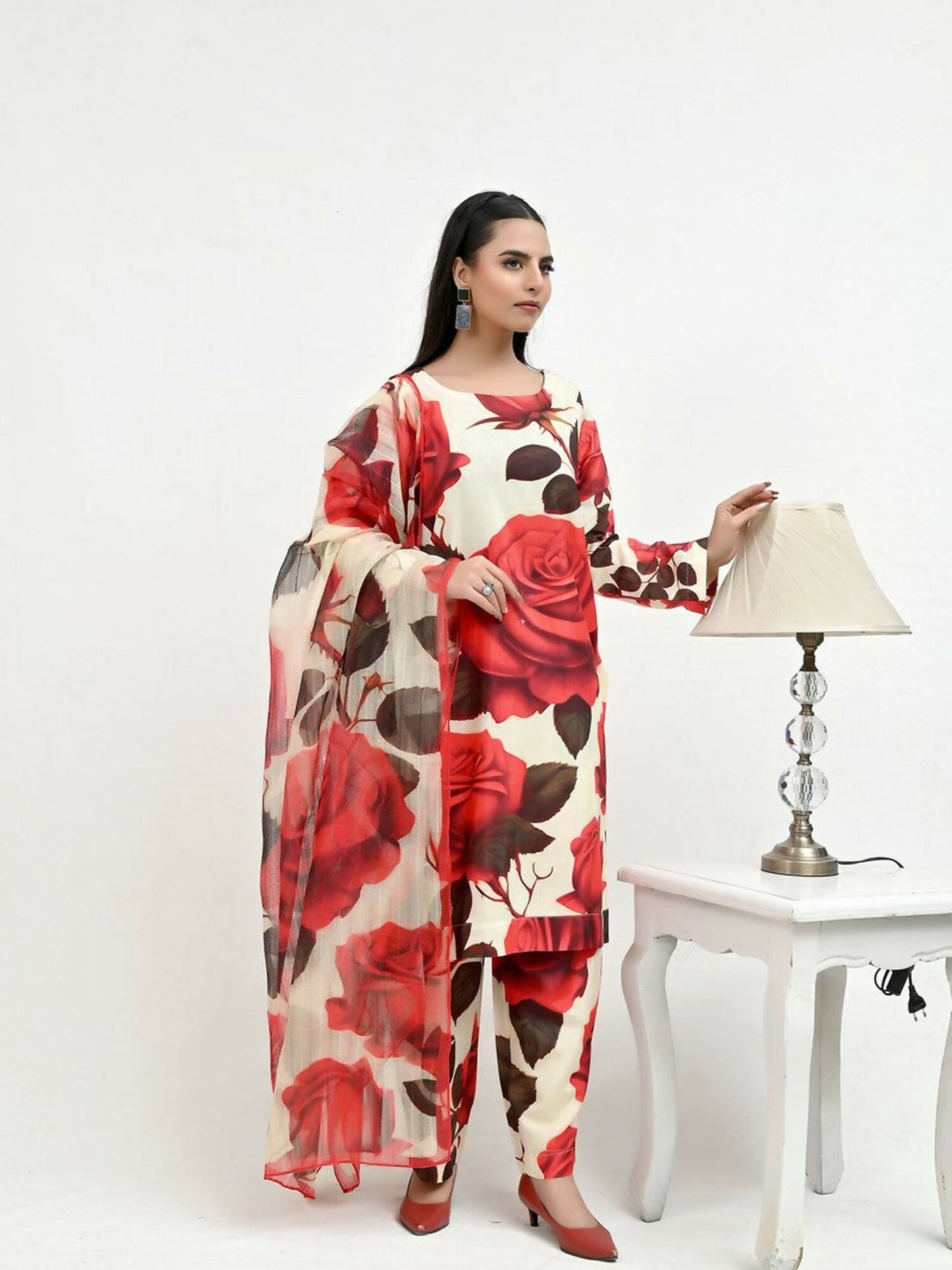 Imran Aftab Valentine's Day Raw Silk Printed Unstitched 3-Piece Suit-IAVD 07