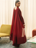 Mannat Clothing Suave Edit Raw Silk Stitched Suit-Claret