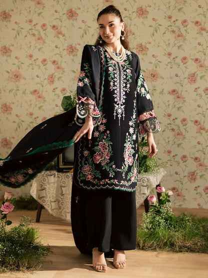Mahnur Kaia Slub Linen Embroidered Stitched 3-Piece Suit-K- 14