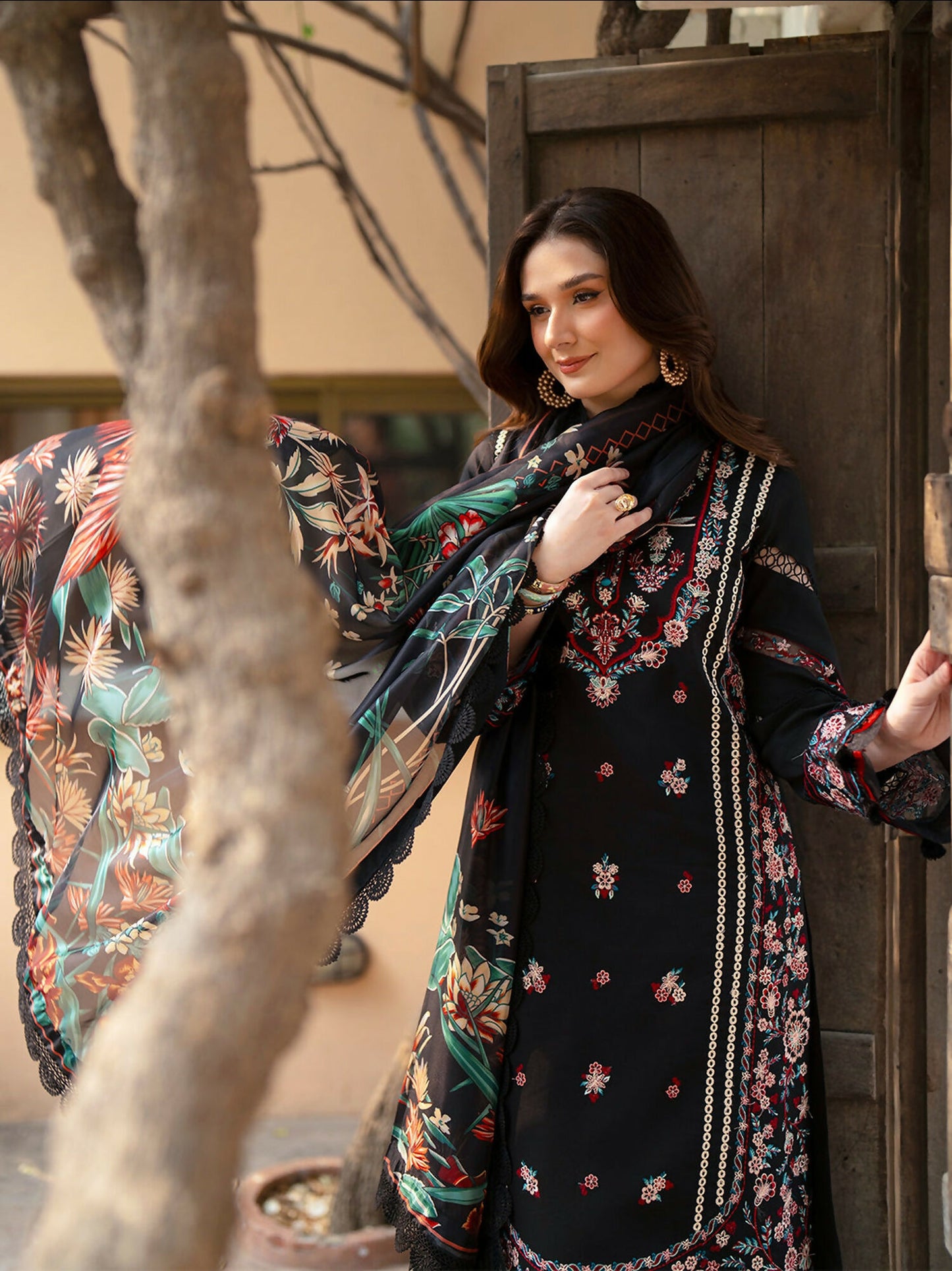 Mahnur Angan Lawn'26 Embroidered Stitched 3-Piece Suit-AN-007