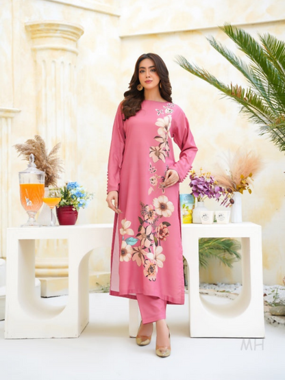 MH Cloth House Soft Khaddar Printed Co-Ord Set-Lalahzar