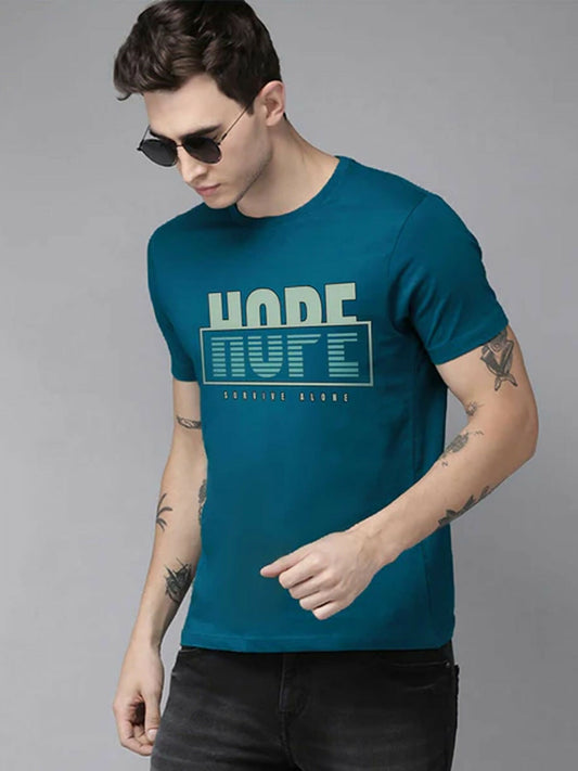Blue Jupiter Printed Hope Survive Alone Graphic Tee-Shirt-14447