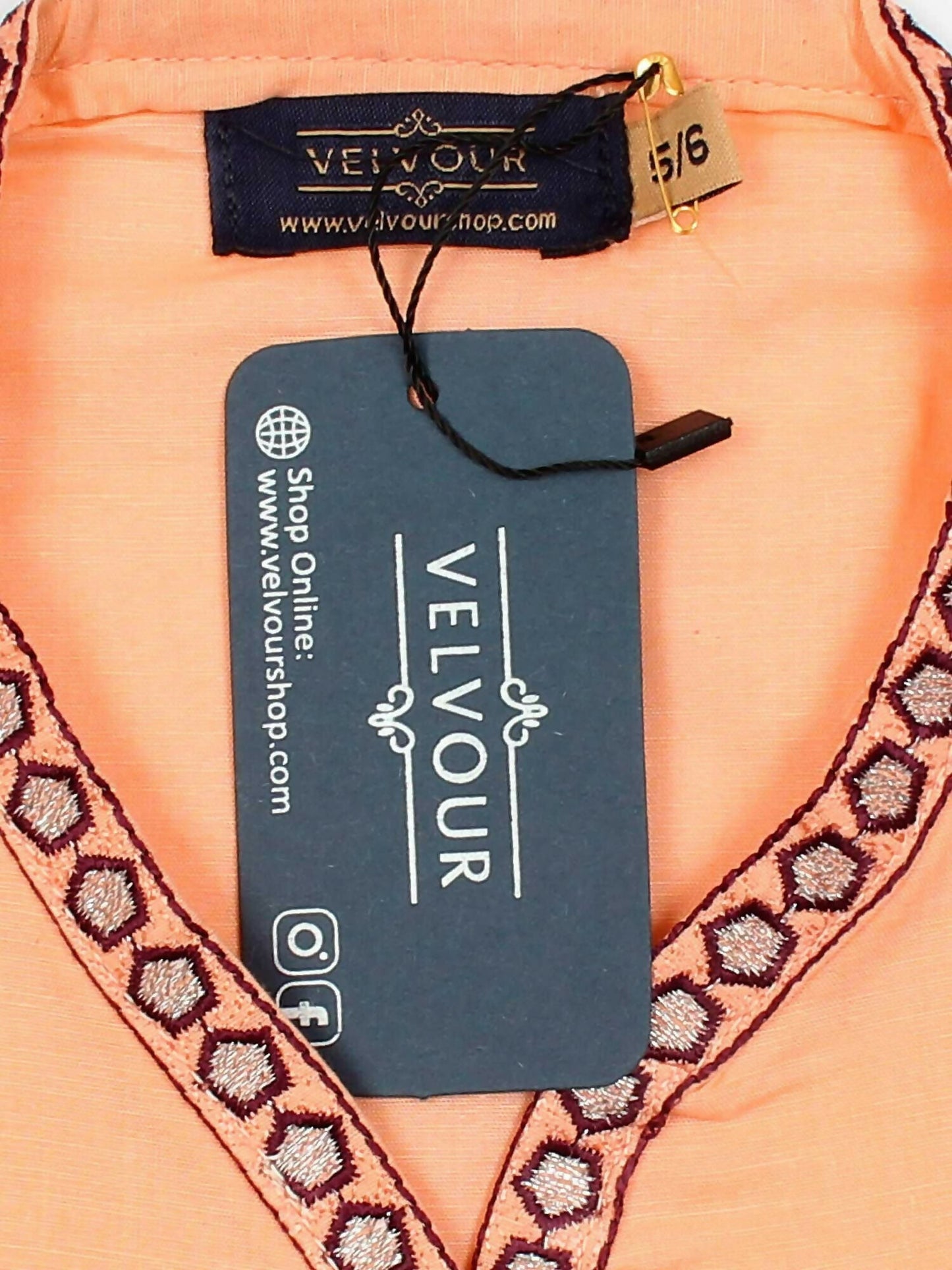 Velvour Girls Cotton Embroidered Stitched 2-Piece Suit-VG131-A