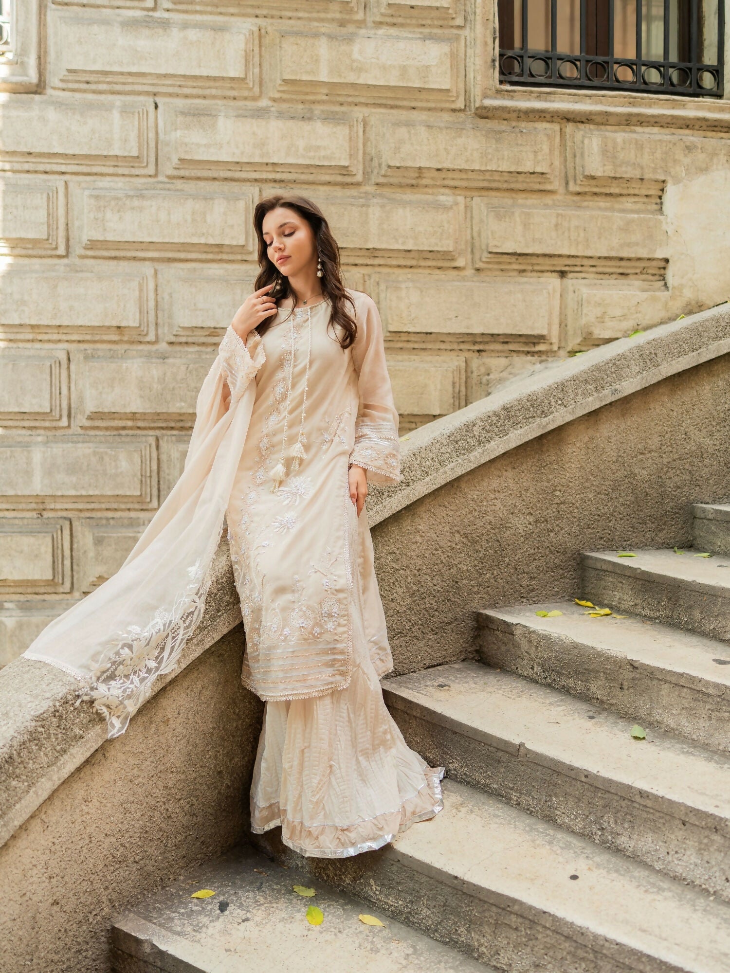 Farooq Hameed Studio EiD Collection'26 Pure Khaddi Net Embroidered Stitched 3-Piece Suit-Zavay