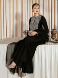 Hussain Rehar Moon In The Golden Cup Raw Silk Embellished Stitched 3-Piece Suit-Sable