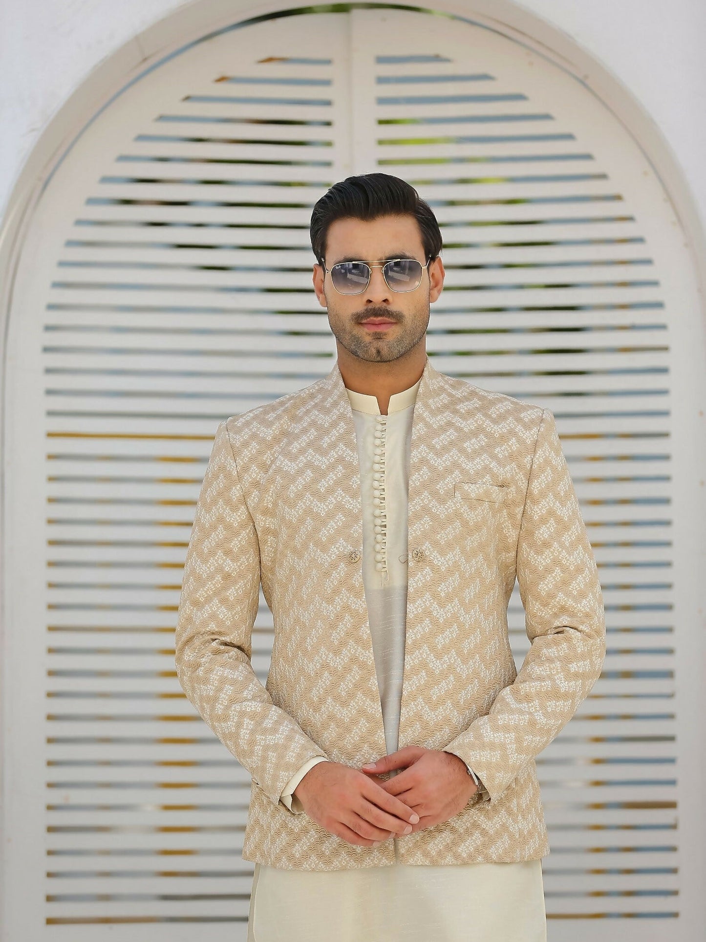 Gem Garments Afsanah Raw Silk Embroidered Prince Coat-Taha