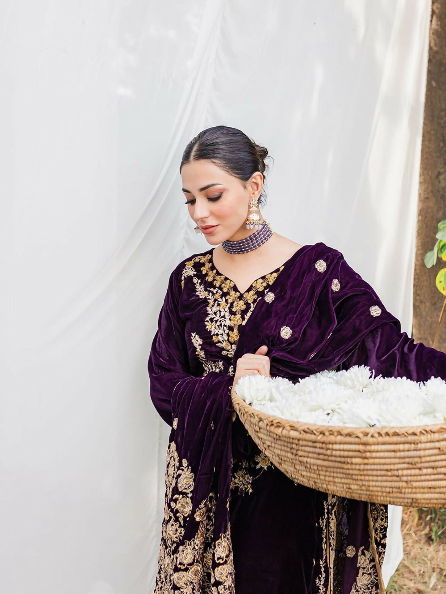 Panache Apparel Velvet Edit Micro Velvet 9000 Embroidered Stitched Suit-Moor