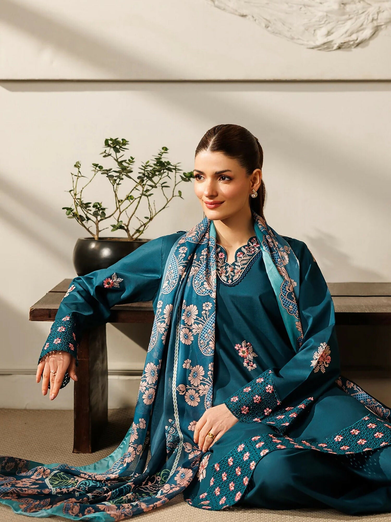 Panache Apparel Mistfall Ramadan Edit Cotton Embroidered Stitched Suit-Mystique