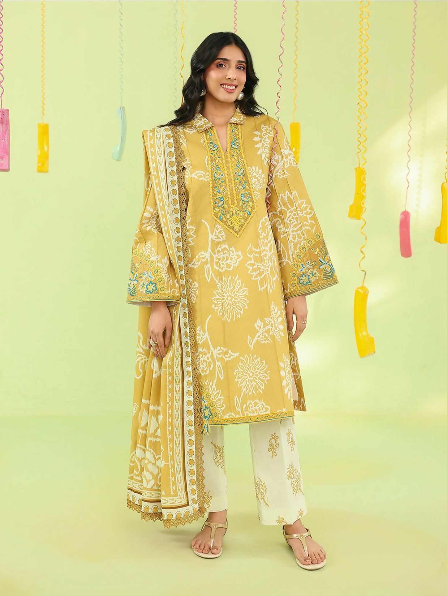 Mahnur Anaya Vol.2 Lawn Embroidered Stitched 3-Piece Suit-AN-2-04-Yellow