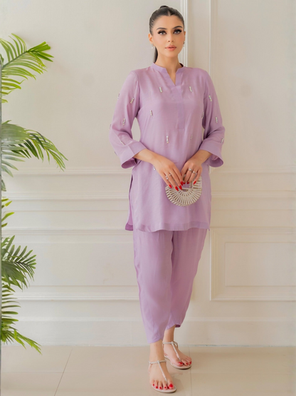 Allure By IH Co-Ord Drop 1 Thai Silk Embellished Co-Ord Set-Orchid