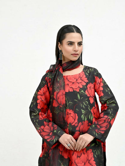 Imran Aftab Valentine's Day Raw Silk Printed Stitched 3-Piece Suit-IAVD 06