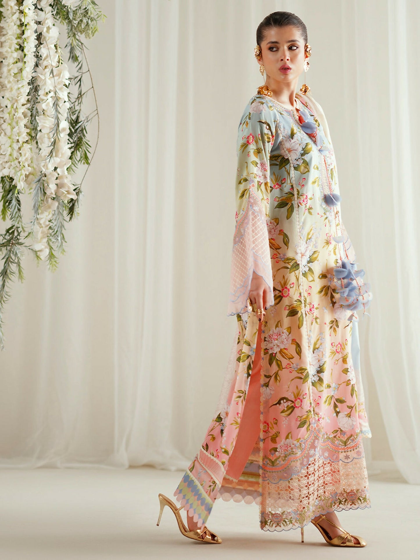 Binilyas Eres Bonita Viscose Embroidered Stitched 3-Piece Suit-1105-A