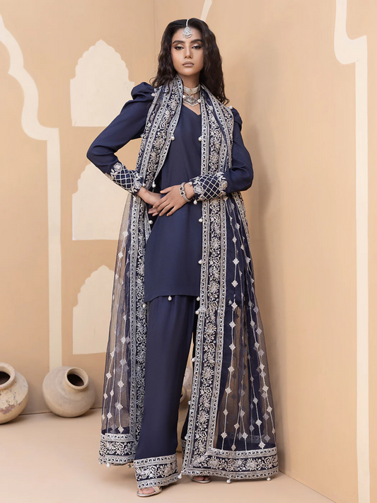 Hemstitch Raw Silk Embroidered Stitched 3-Piece-Suit-Khayal
