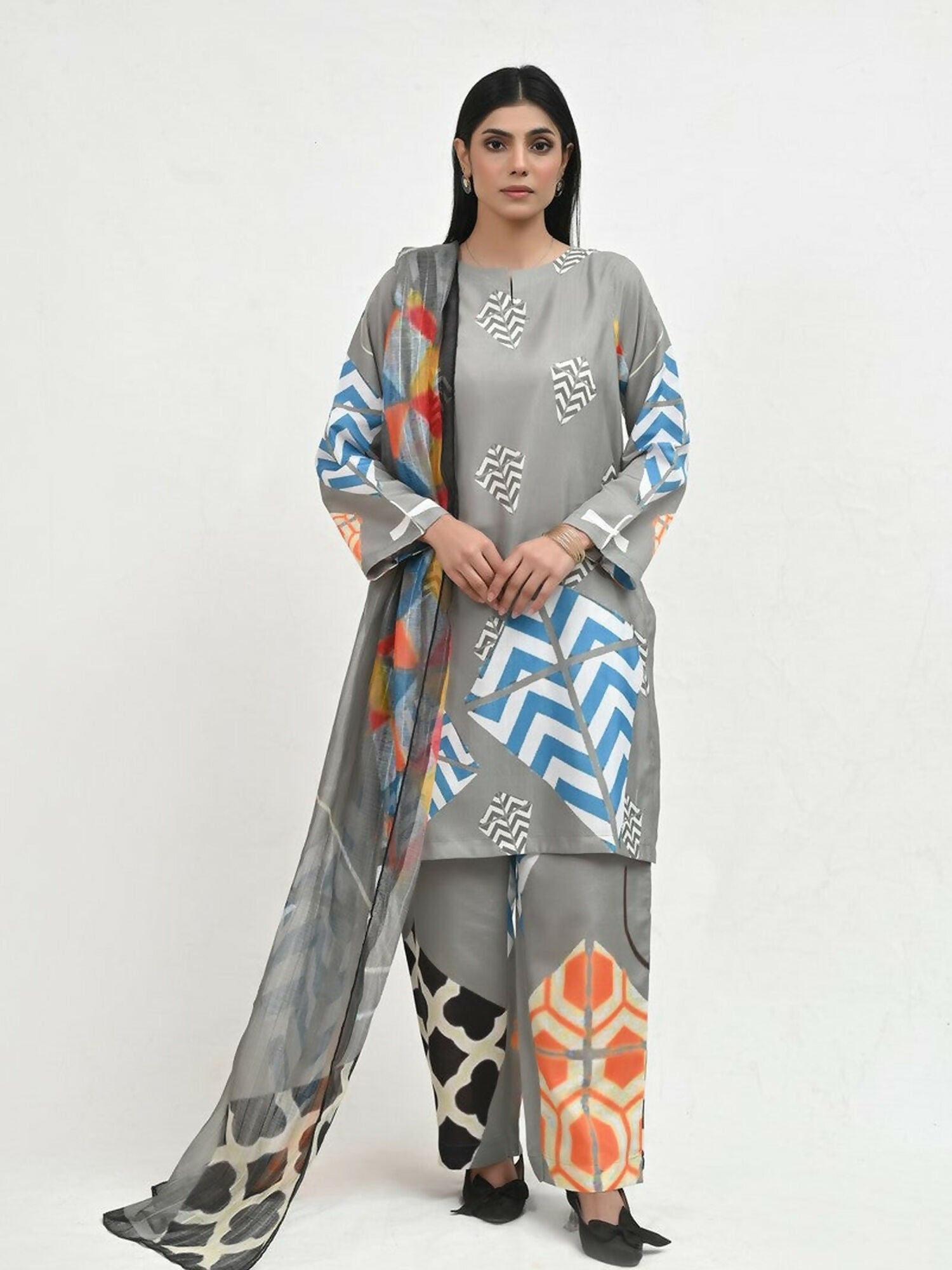 Imran Aftab Basant Mela Raw Silk Printed Stitched 3-Piece Suit-IARP 02