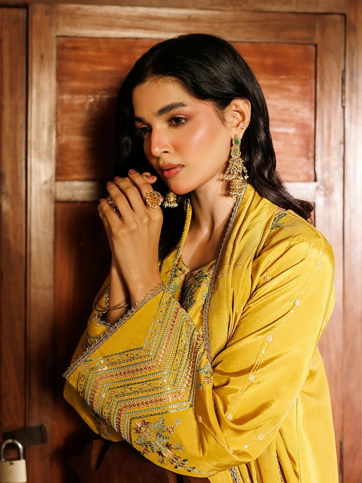 Panache Apparel Noore Eid Edit Sheesha Silk Embroidered Stitched Suit-Zimal