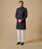 Gem Garments Janaan Jacquard Sherwani-Imperial Navy