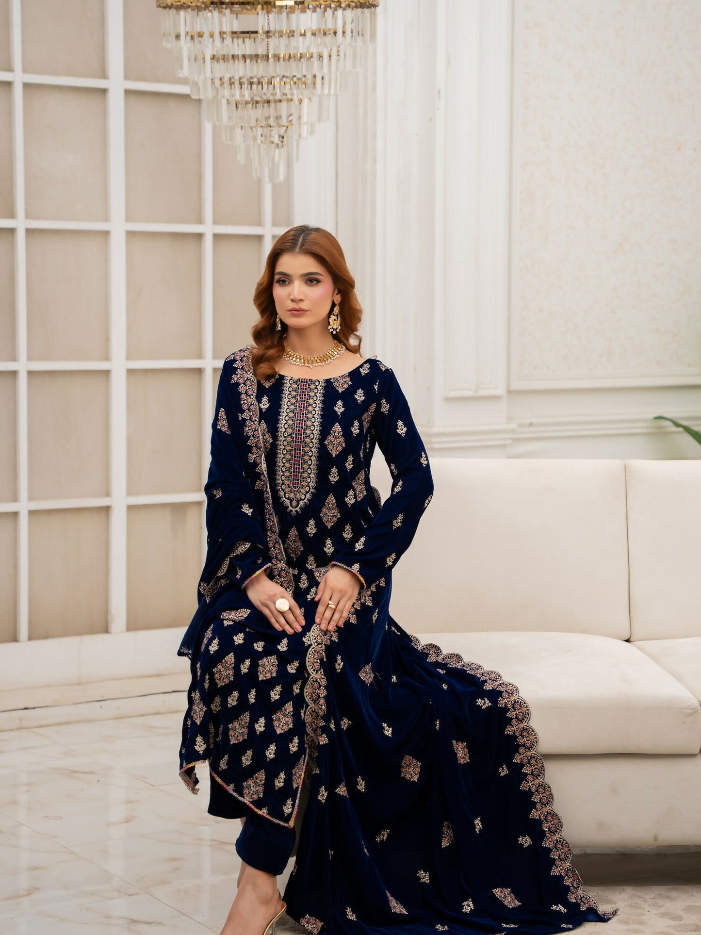 Noori Velvet Embroidered Unstitched 3-Piece Suit