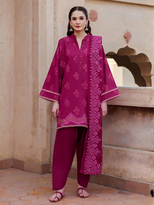 Pink Panache Apparel Noor Mahal Cotton Printed Stitched Suit-Sarmastaan