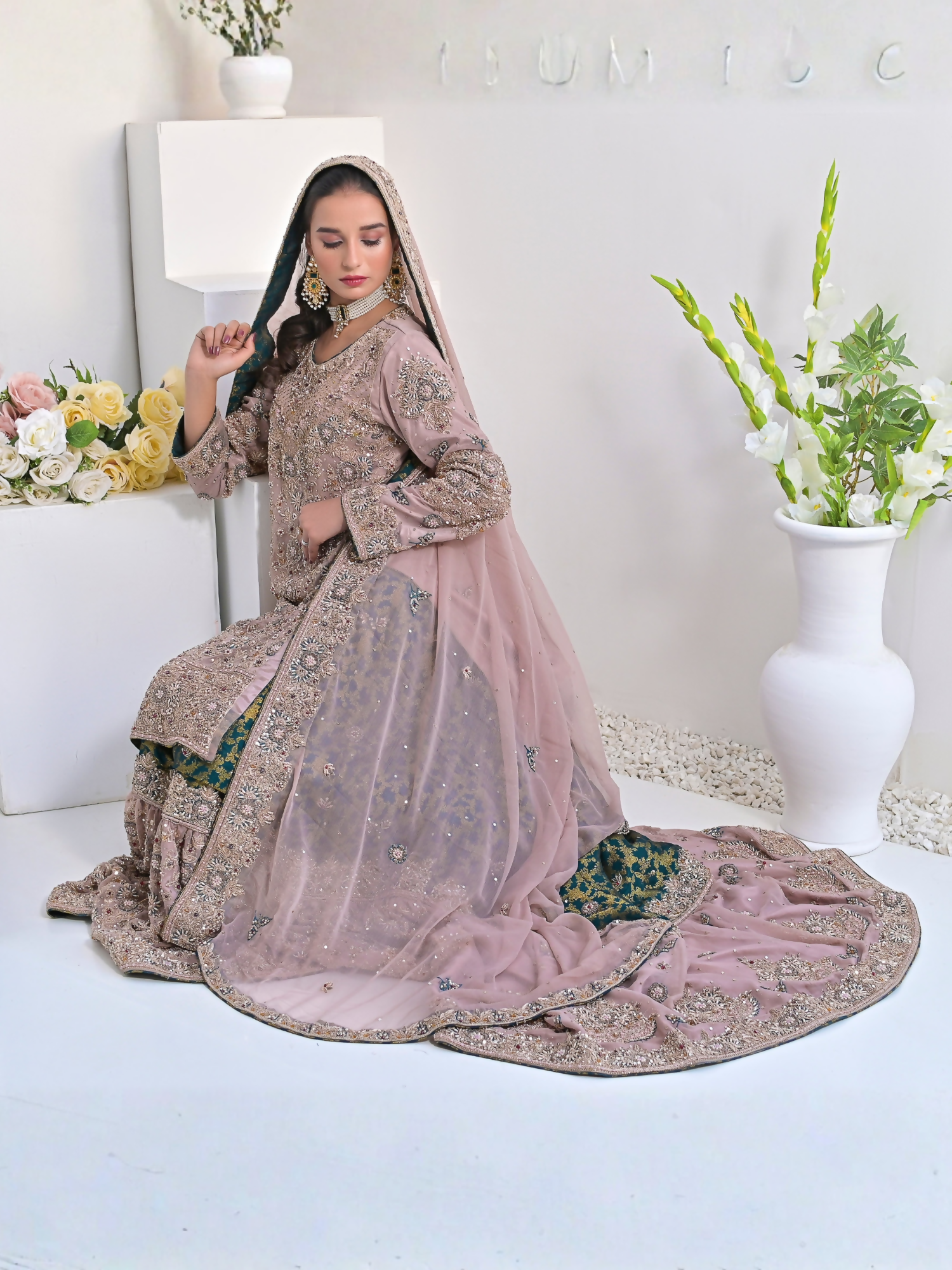 Ruby's Couture Wedding Collection Chiffon Embellished Sharara-Zimal