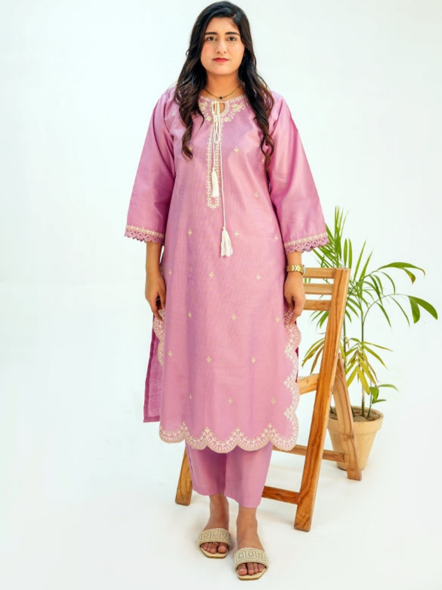 MH Cloth House Khaddi Net Embroidered Stitched 2-Piece Suit-Zavaya