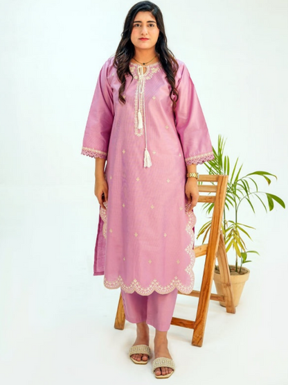 MH Cloth House Khaddi Net Embroidered Stitched 2-Piece Suit-Zavaya