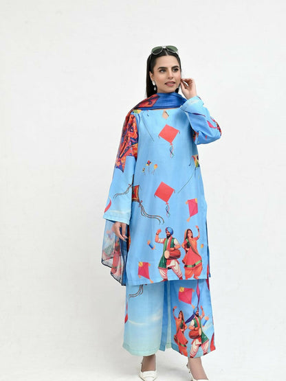 Imran Aftab Basant Mela Raw Silk Printed Unstitched 3-Piece Suit-IARP 10