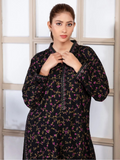Tehzeeb Libas Summer Linen Embroidered Stitched 2-Piece Suit-MIDNIGHT GOLD