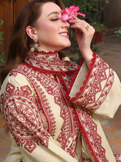 Zeephire Dhanak Embroidered Stitched 3-Piece Suit-Abira