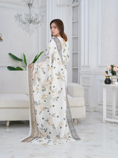 MH Cloth House Cotton Lawn Embroidered Stitched 3-Piece Suit-Mahro