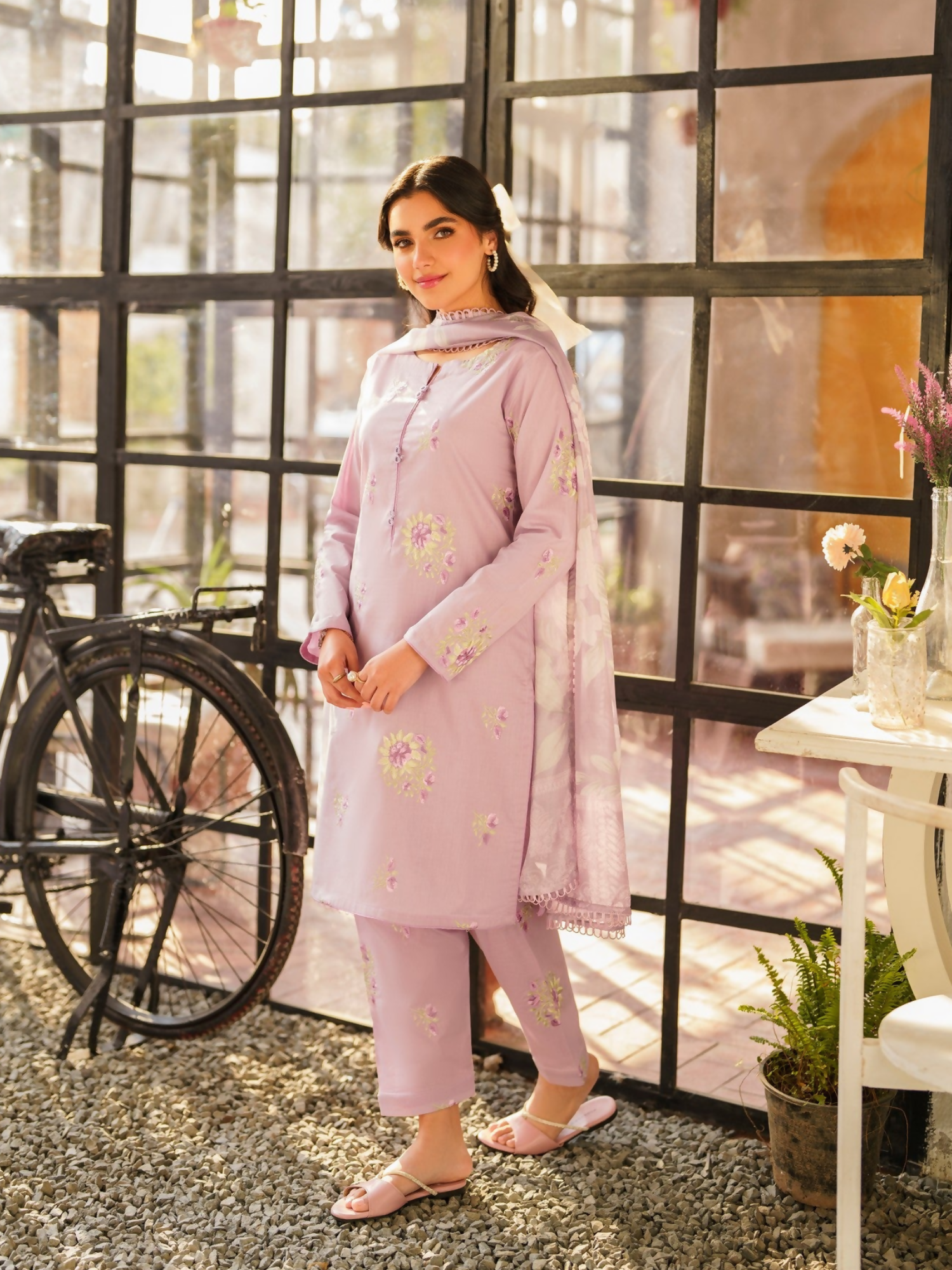 Panache Apparel Daily Essentials RTW Lawn Embroidered Stitched Suit-lilac