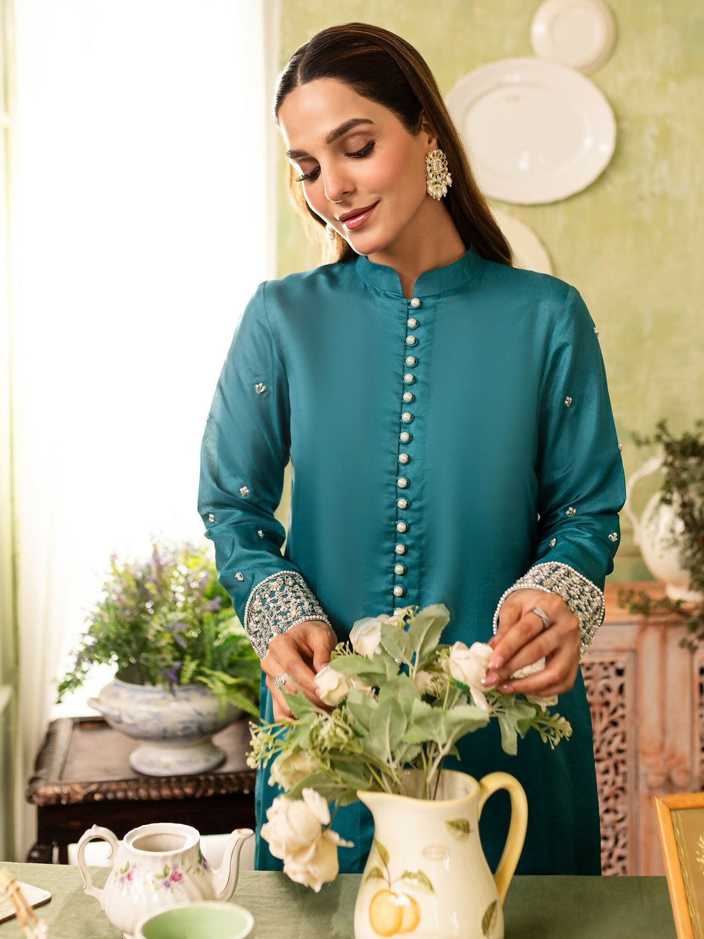 Allure By IH Raw Silk Embellished Stitched 3-Piece Suit-Mahira