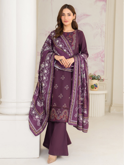 Panache Apparel Winter Whisper Khaddar Embroidered Stitched Suit-Snowfall