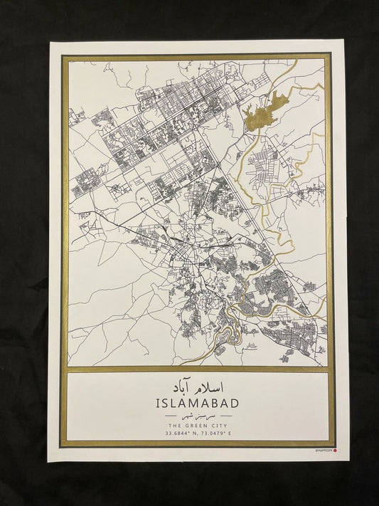 MappedPK Islamabad Hand Painted Map