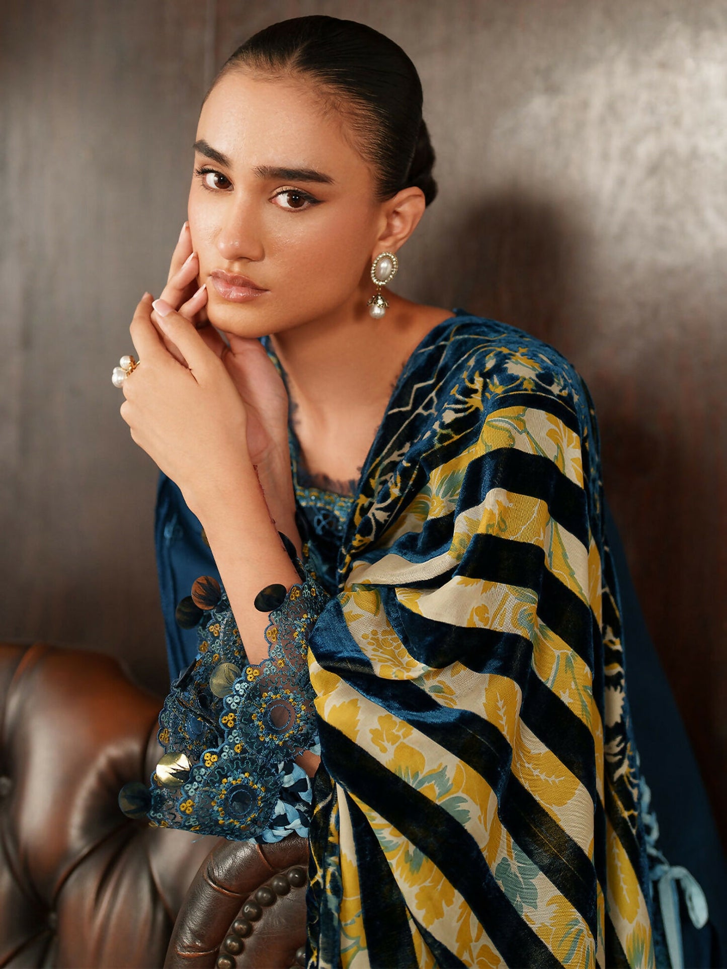 Parishay Panache Winter Corduroy Embroidered Unstitched 3-Piece Suit-PNE-12