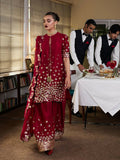 Hussain Rehar Pret SS'25 Raw Silk Embellished Stitched 3-Piece Suit-Rasp
