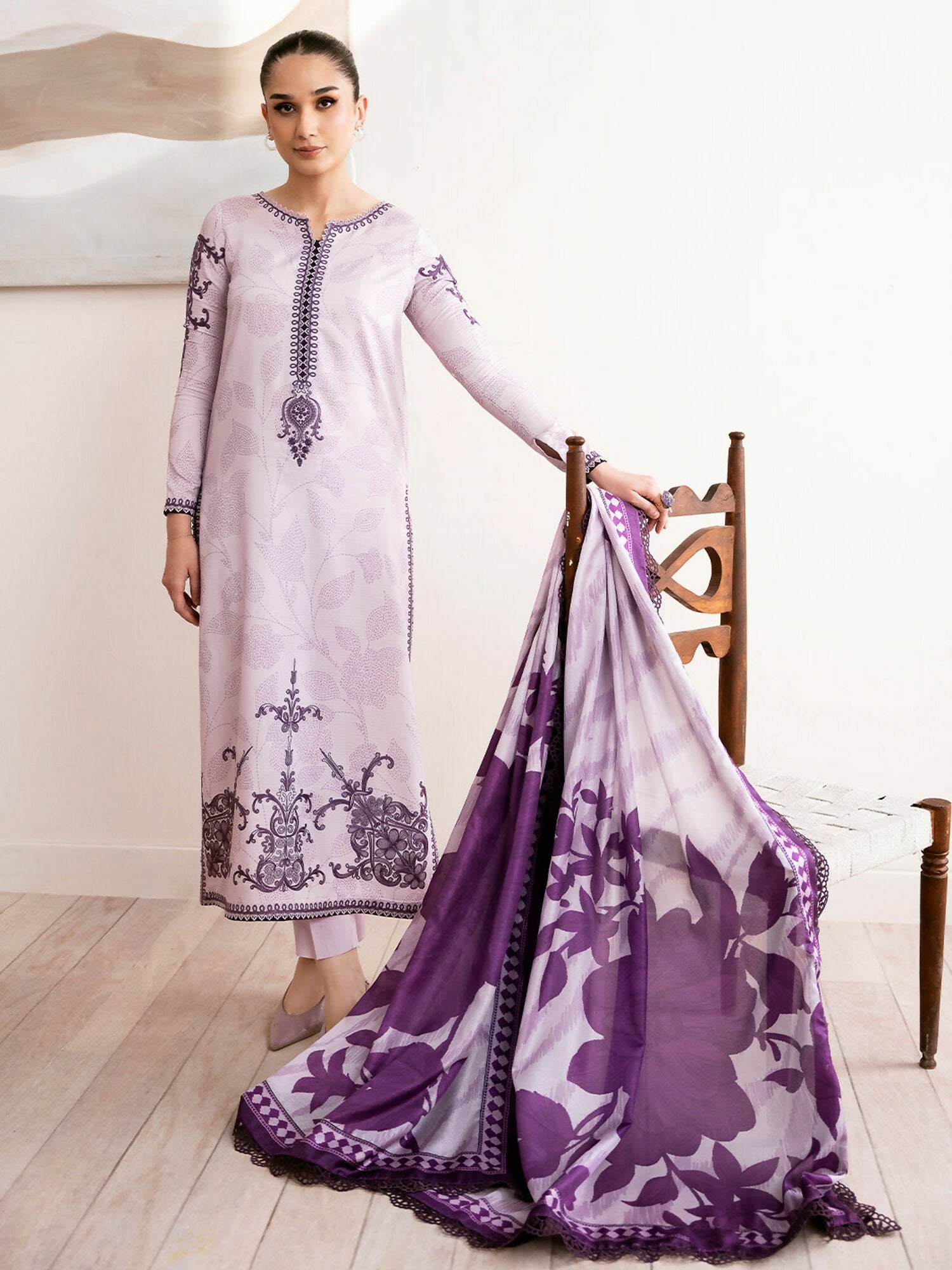 Binilyas Noura Viscose Embroidered Unstitched 3-Piece Suit-73-A