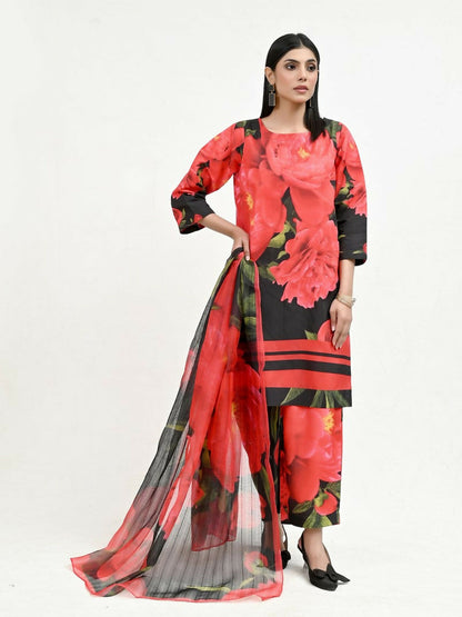 Imran Aftab Valentine's Day Raw Silk Printed Unstitched 3-Piece Suit-IAVD 01