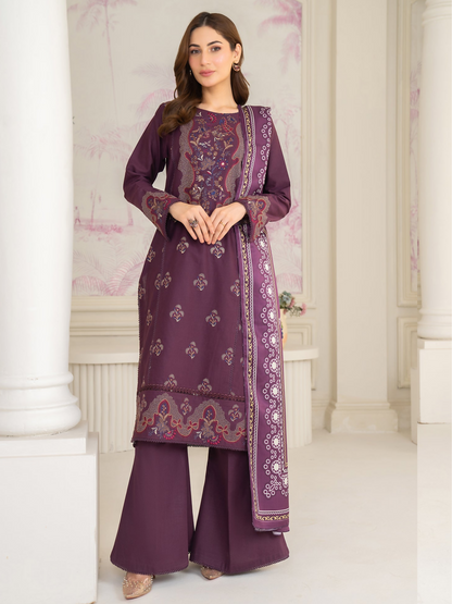 Panache Apparel Winter Whisper Khaddar Embroidered Stitched Suit-Snowfall