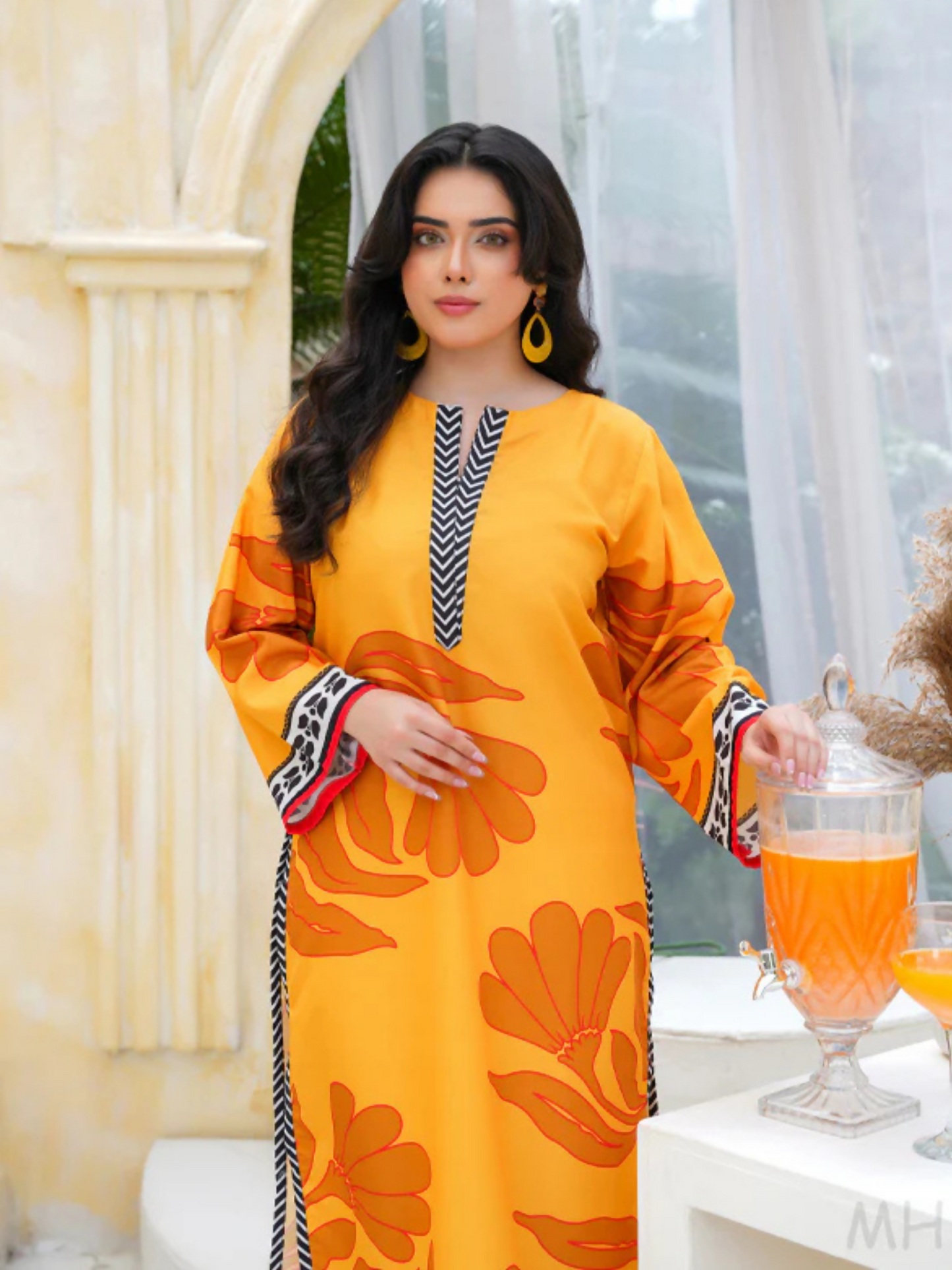 MH Cloth House Poly Lawn Printed Stitched 2-Piece Suit-Zarafshan