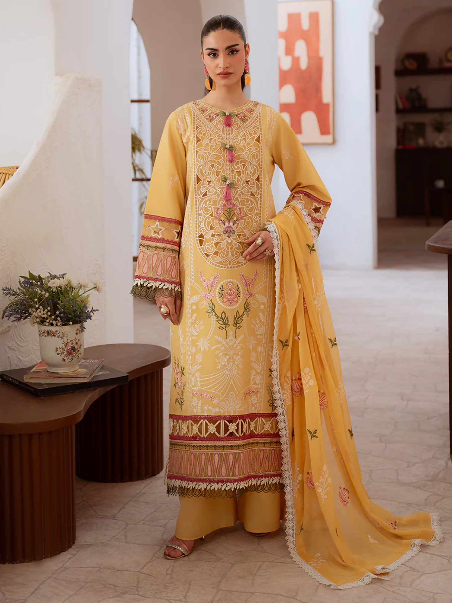 Mahnur Shanaya Lawn Embroidered Stitched 3-Piece Suit-SN-01