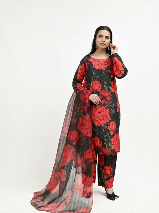 Imran Aftab Valentine's Day Raw Silk Printed Unstitched 3-Piece Suit-IAVD 06