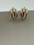 H&A Jewellery Handcrafted Triple-Tone Small Brass Hoop Earrings