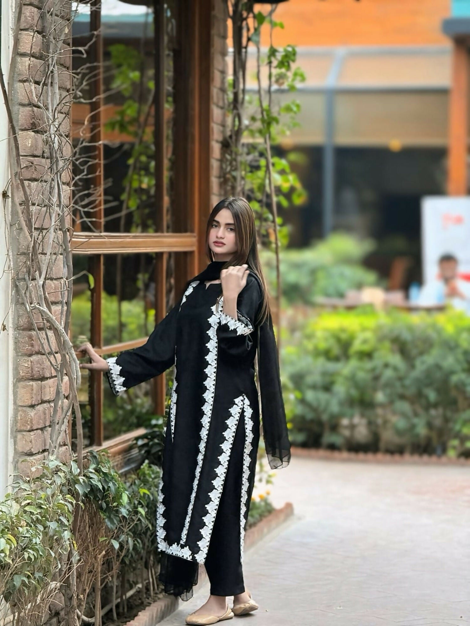 Tawakal Closet Linen Embroidered Stitched 3-Piece Suit-Blackish