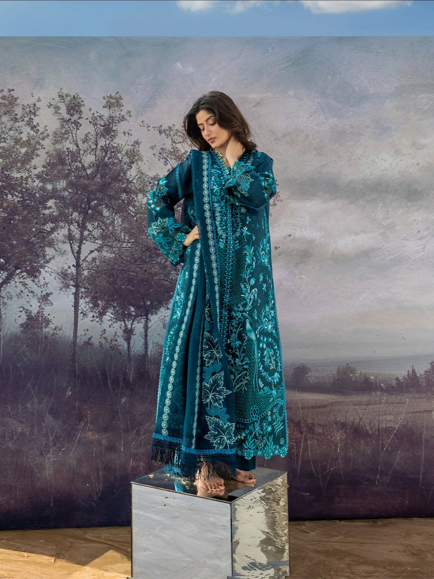 Mahnur Sirene Luxury Lawn'26 Embroidered Stitched 3-Piece Suit-S-04