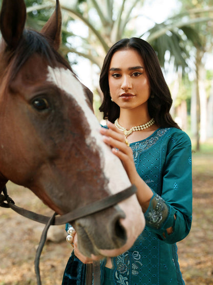 Parishay Panache Winter Corduroy Embroidered Stitched 3-Piece Suit-PNE-03