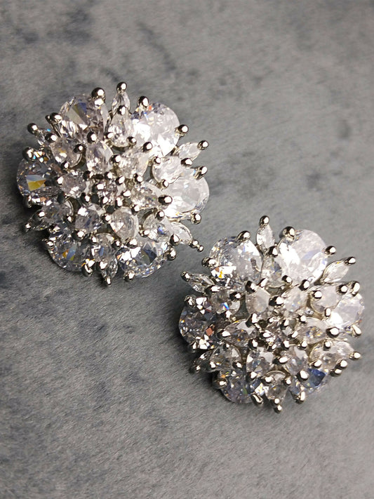 One carat silver-plated Earring from H&A Jewelry with semi-precious stones, elegant design for special occasions.