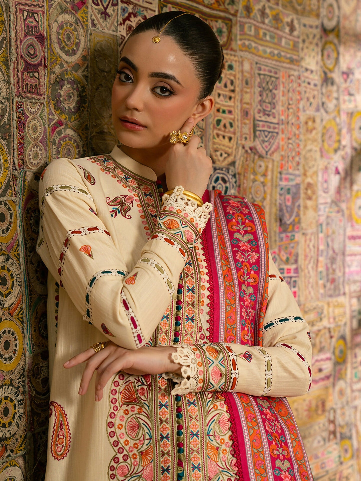 Binilyas Gulrukh Khaddar Embroidered Unstitched 3-Piece Suit-61-A