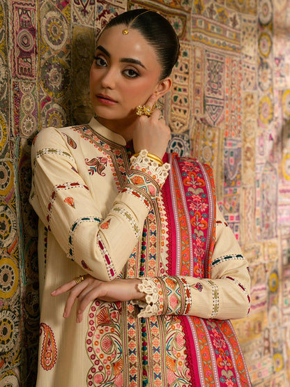 Binilyas Gulrukh Khaddar Embroidered Unstitched 3-Piece Suit-61-A