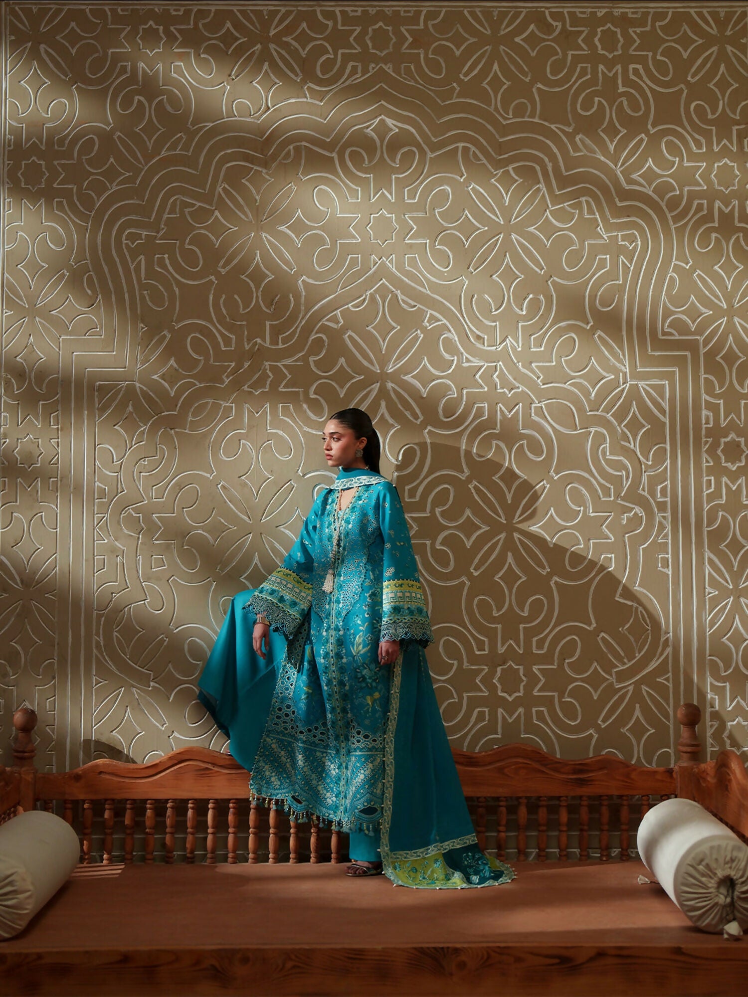 Binilyas Mashriq Luxury Lawn'26 Embroidered Unstitched 3-Piece Suit-D-116-B
